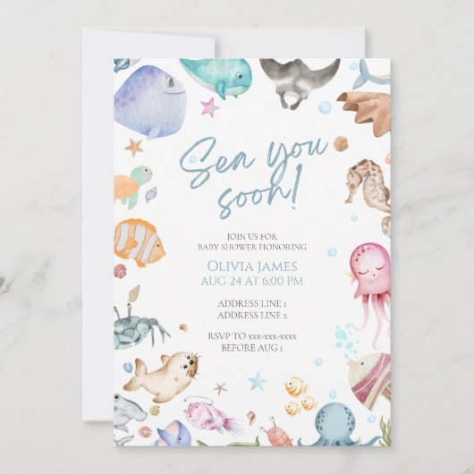 Invitation Mer bientôt baby shower (Devant)