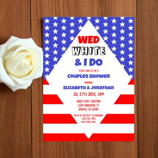 Invitation Mer, Blanc & Je fais Wedding shower des couples pa