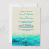Invitation Mer brillante peinte moderne et mariage de plage (Dos)