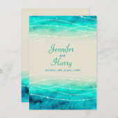 Invitation Mer brillante peinte moderne et mariage de plage (Devant / Derrière)