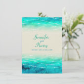 Invitation Mer brillante peinte moderne et mariage de plage (Debout devant)