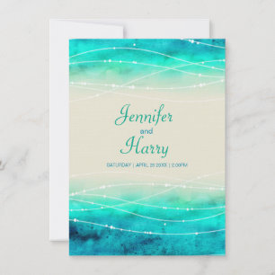 Invitation Mer brillante peinte moderne et mariage de plage