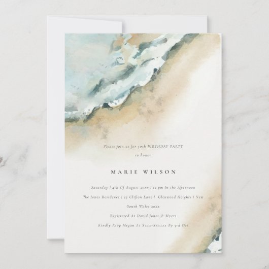 Invitation Mer Côtière Vagues plage de sable N'importe quel â (Devant)