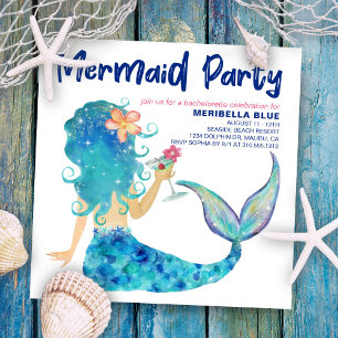 Invitation Mer de Mermaid   Beach Cocktail Bachelorette Party