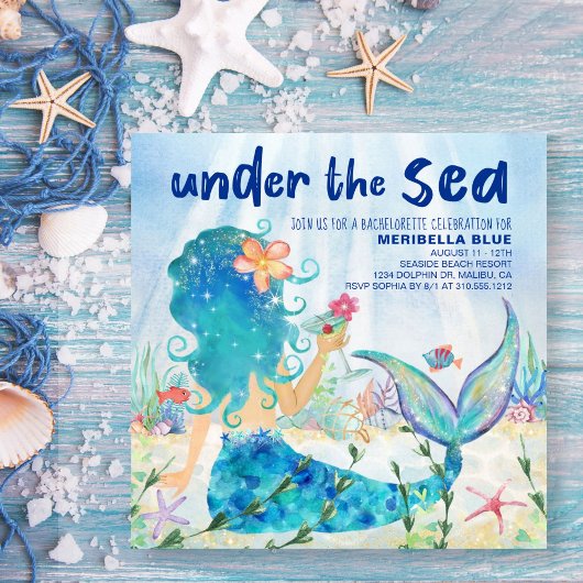 Invitation Mer de Mermaid | Tropical Ocean Bachelorette Party