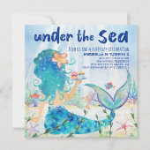 Invitation Mer de Mermaid | Tropical Ocean Cupcakes Anniversa (Devant)