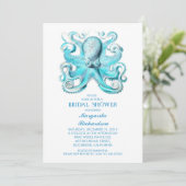 Invitation mer de pieuvre bleu douche nuptiale (Debout devant)