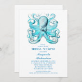 Invitation mer de pieuvre bleu douche nuptiale (Devant / Derrière)