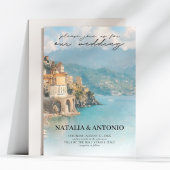 Invitation Mer d'Italie | Mariage d'aquarelle de la côte amal