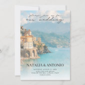 Invitation Mer d'Italie | Mariage d'aquarelle de la côte amal (Devant)