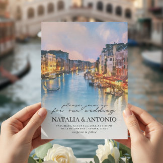 Invitation Mer d'Italie | Mariage d'aquarelle du canal de Ven