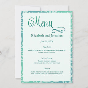 Invitation Mer Grass Beach Wedding Reception Menu