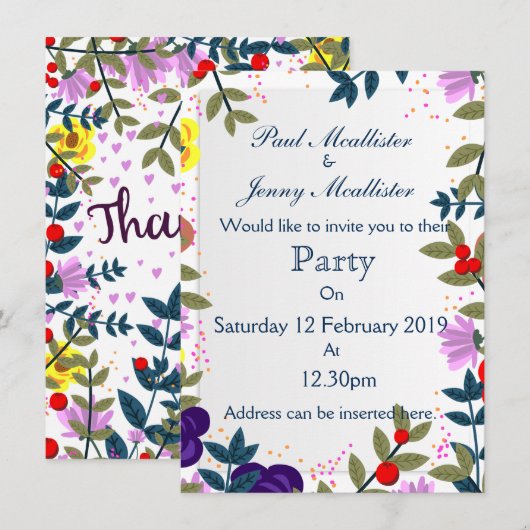 Invitation Merci (Devant / Derrière)