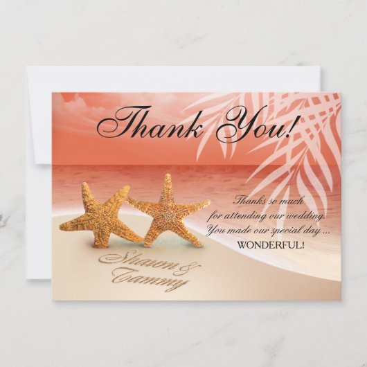 Invitation Merci à deux étoiles de poisson | DEMANDER DES NOM (Devant)