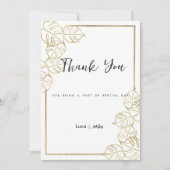 Invitation Merci à feuilles tropicales en or blanc sophistiqu (Devant)
