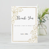 Invitation Merci à feuilles tropicales en or blanc sophistiqu (Debout devant)