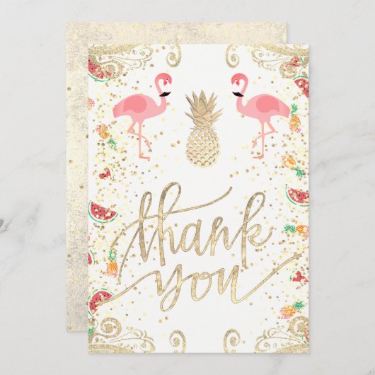 Invitation merci à la décoration tropicale (Devant / Derrière)