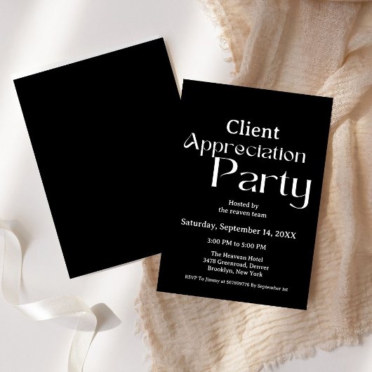 Invitation Merci à la partie d'appréciation du client noir et