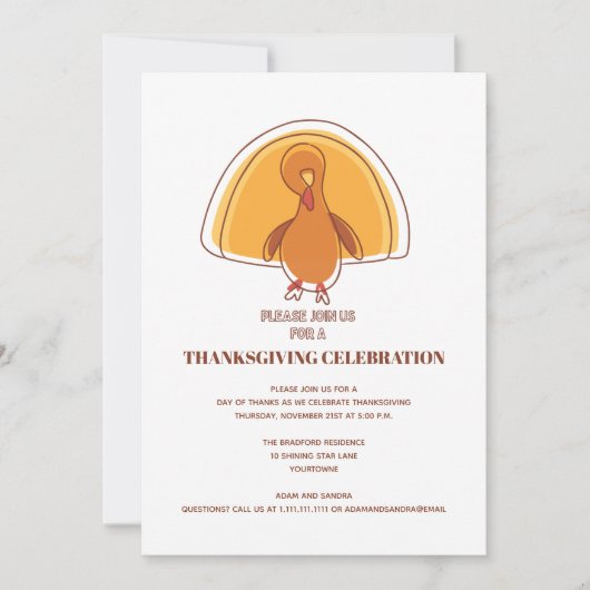 Invitation Merci à la Turquie Thanksgiving (Devant)