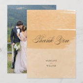 Invitation Merci aquarelle orange | Ajoutez votre photo (Devant / Derrière)