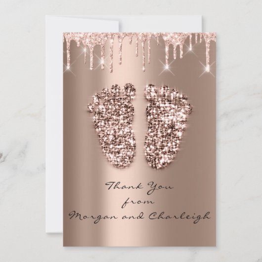 Invitation Merci Ashley2 Baby shower Pieds Rose Drids Garçon  (Devant)