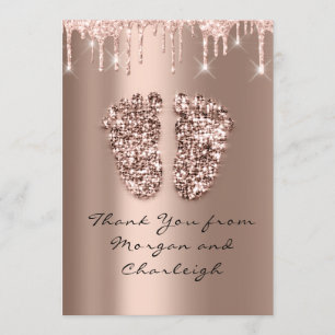 Invitation Merci Ashley Baby shower Pieds Rose Drives Garçon 