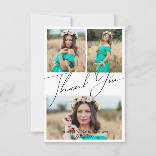 Invitation merci baby shower 3 photos imprimées et numériques (Devant)