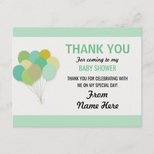 Invitation Merci Baby shower Balloon Pop Sexe Révélation