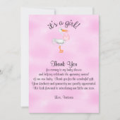 Invitation Merci Baby shower C'est une cigogne de petite fill (Devant)