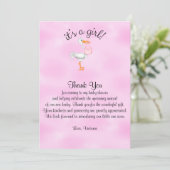Invitation Merci Baby shower C'est une cigogne de petite fill (Debout devant)