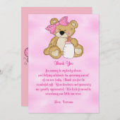 Invitation Merci Baby shower Teddy Bear (Devant / Derrière)