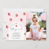 Invitation Merci baies beaucoup fraise photo anniversaire (Devant)
