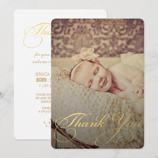 Invitation Merci bébé Sip & See (Devant / Derrière)