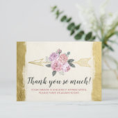 Invitation Merci Bohème Flore Flèches Blush Gold Card (Debout devant)