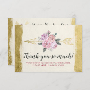 Invitation Merci Bohème Flore Flèches Blush Gold Card