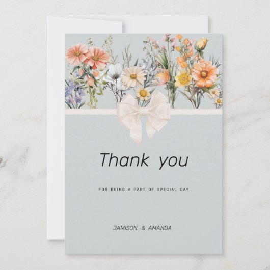 Invitation Merci botanique fleuri fleur sauvage (Devant)