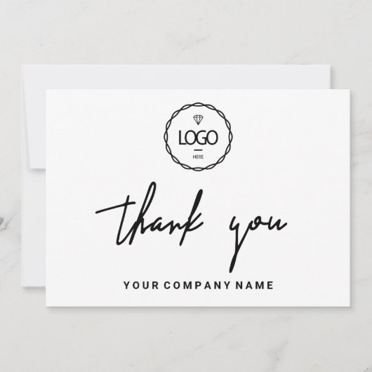 Invitation Merci Business Insérer Logo Minimalisme Blanc (Devant)