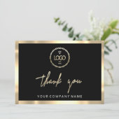 Invitation Merci Business Insertion Logo Gold Frame Black (Debout devant)