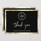 Invitation Merci Business Insertion Logo Gold Frame Black (Devant / Derrière)