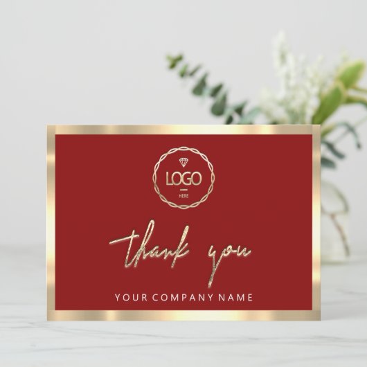 Invitation Merci Business Insertion Logo Gold Frame Bourgogne (Debout devant)
