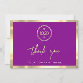 Invitation Merci Business Insertion Logo Gold Frame violet (Devant)