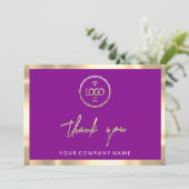 Invitation Merci Business Insertion Logo Gold Frame violet (Debout devant)