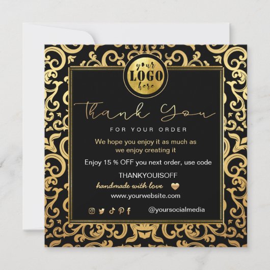 Invitation Merci Business Insertion Logo Gold Luxury Frame (Devant)