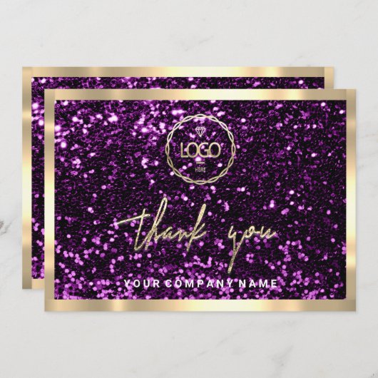 Invitation Merci Business Insertion Logo Parties scintillant  (Devant / Derrière)