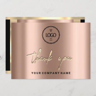 Invitation Merci Business Insertion Logo Rose Gold Elegant