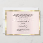 Invitation Merci Business Insertion Logo Rose or (Dos)