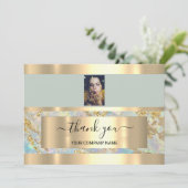 Invitation Merci Business Insertion Photo Marbre Or Fumé (Debout devant)