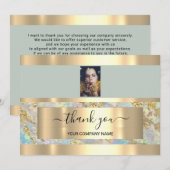 Invitation Merci Business Insertion Photo Marbre Or Fumé (Devant / Derrière)