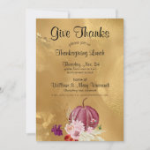 Invitation Merci Citrouille Floral Thanksgiving Déjeuner (Devant)