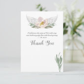 Invitation Merci d'Angel Wings aux fleurs d'aquarelle de pêch (Debout devant)